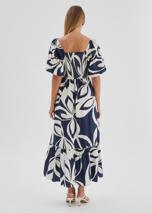 Margo Maxi Dress - Navy Abstract