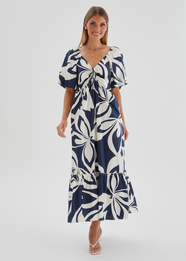 Margo Maxi Dress - Navy Abstract