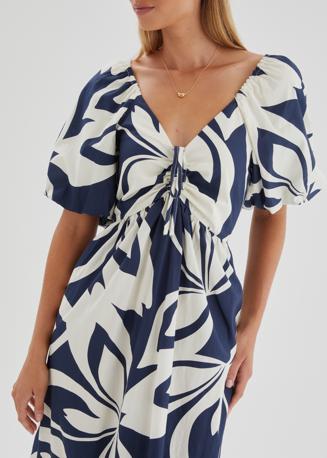 Margo Maxi Dress - Navy Abstract
