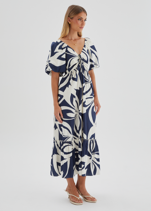 Margo Maxi Dress - Navy Abstract
