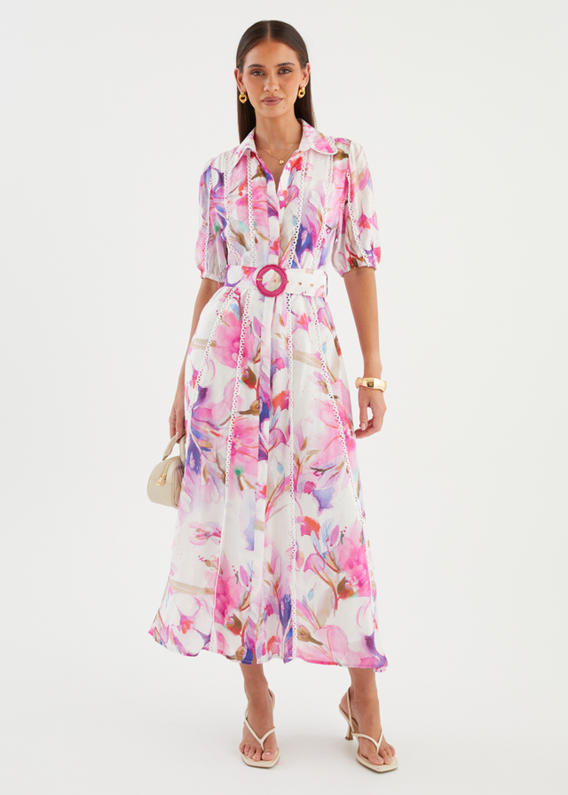 Melani Midi Dress - Pink Bouquet
