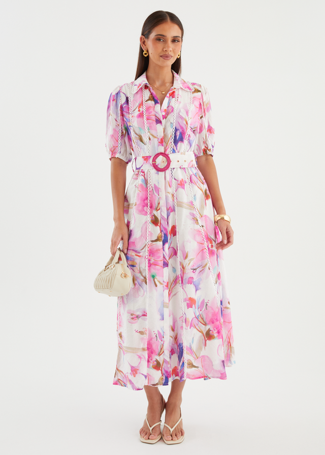 Melani Midi Dress - Pink Bouquet