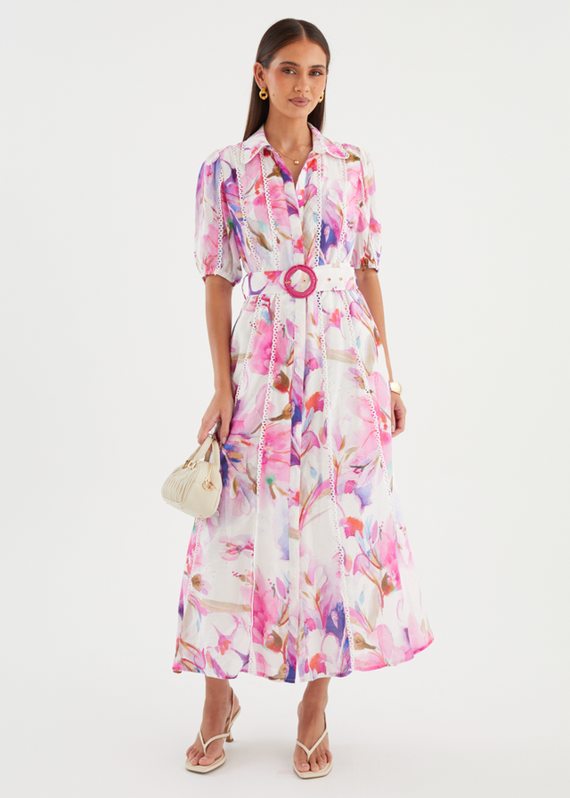 Melani Midi Dress - Pink Bouquet