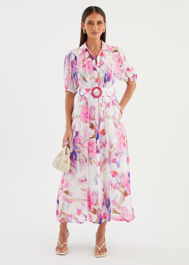 Melani Midi Dress - Pink Bouquet