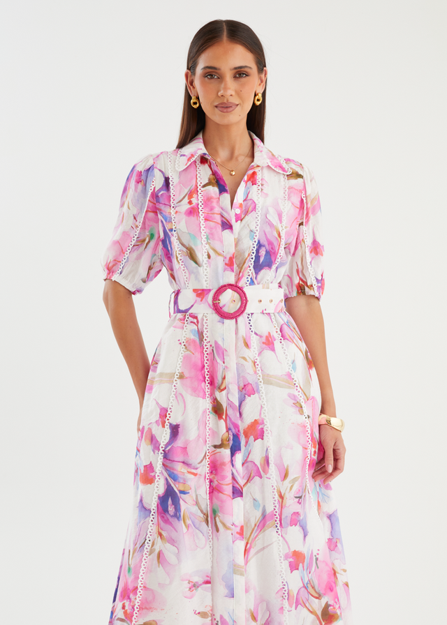 Melani Midi Dress - Pink Bouquet