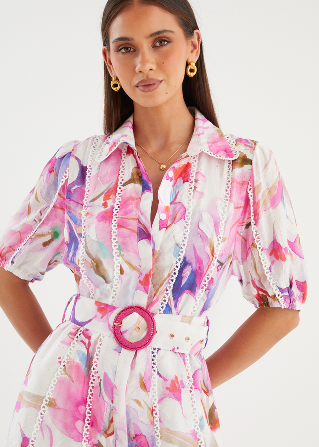 Melani Midi Dress - Pink Bouquet