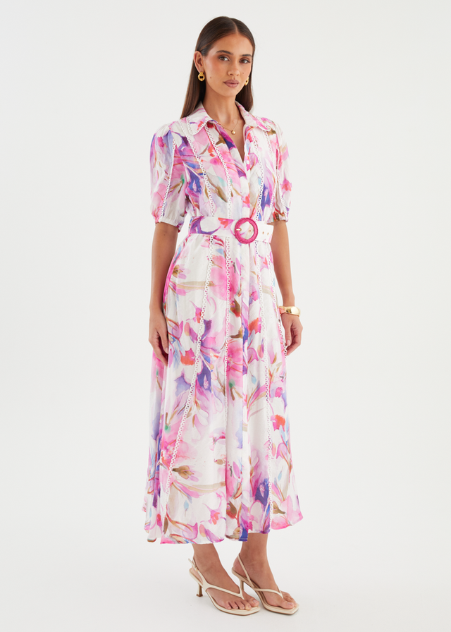 Melani Midi Dress - Pink Bouquet