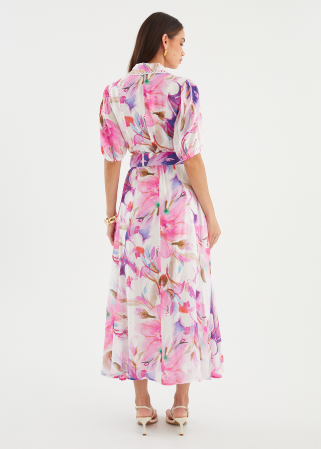 Melani Midi Dress - Pink Bouquet