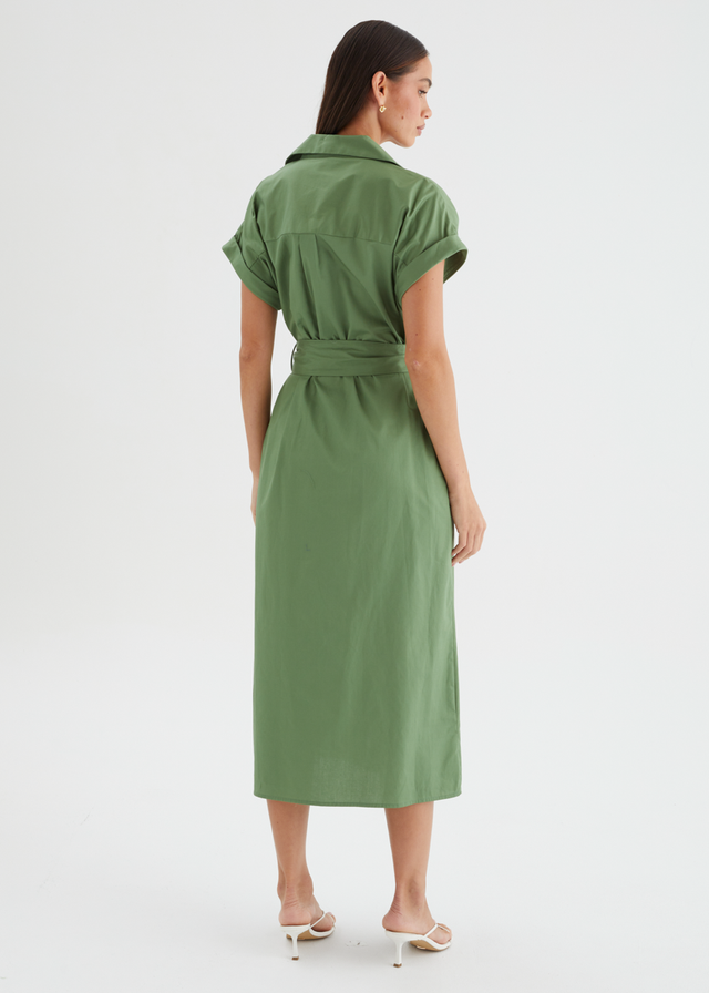 Joanna Midi Dress - Moss