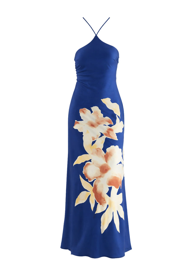 Neisha Halter Maxi Dress - Navy Floral