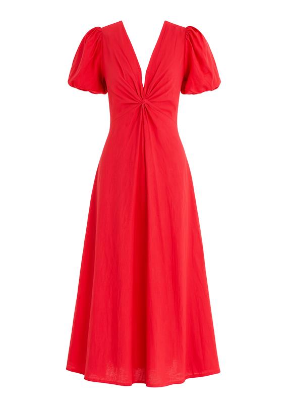 Yilkia Linen Midi Dress - Raspberry