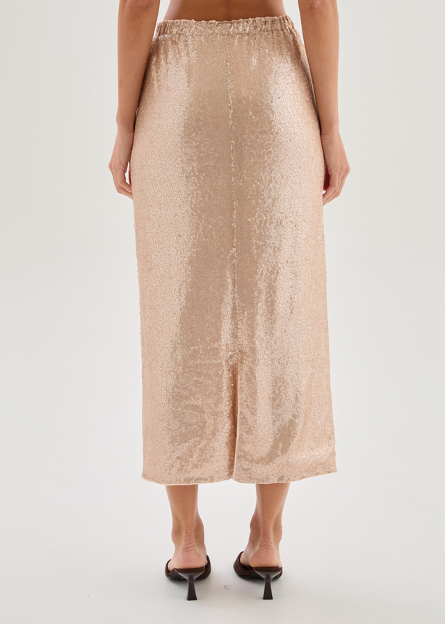Beatrix Midi Skirt - Champagne Sequin