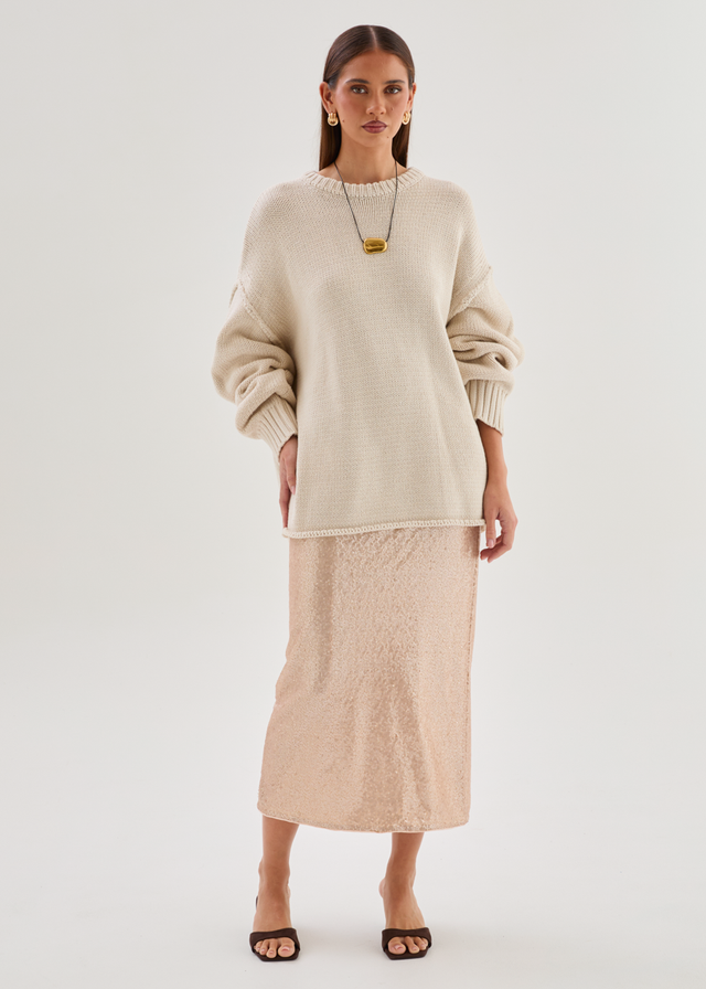 Beatrix Midi Skirt - Champagne Sequin