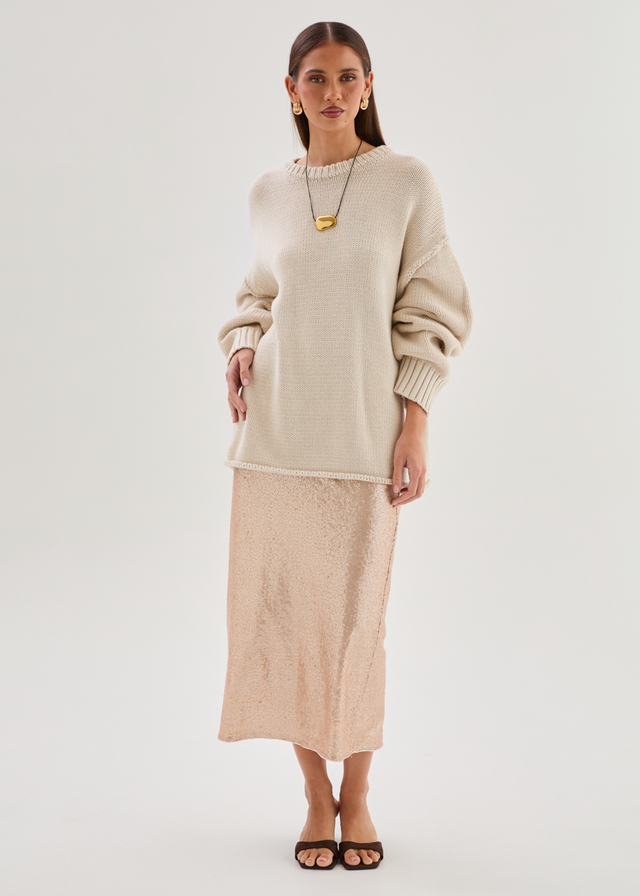 Beatrix Midi Skirt - Champagne Sequin