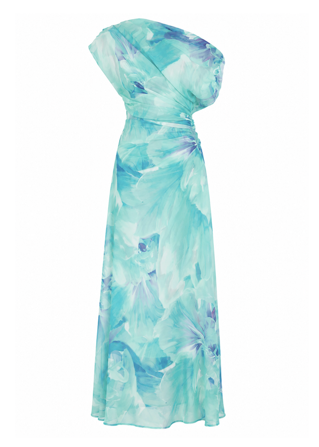 Olsen Off Shoulder Maxi Dress - Blue Aster