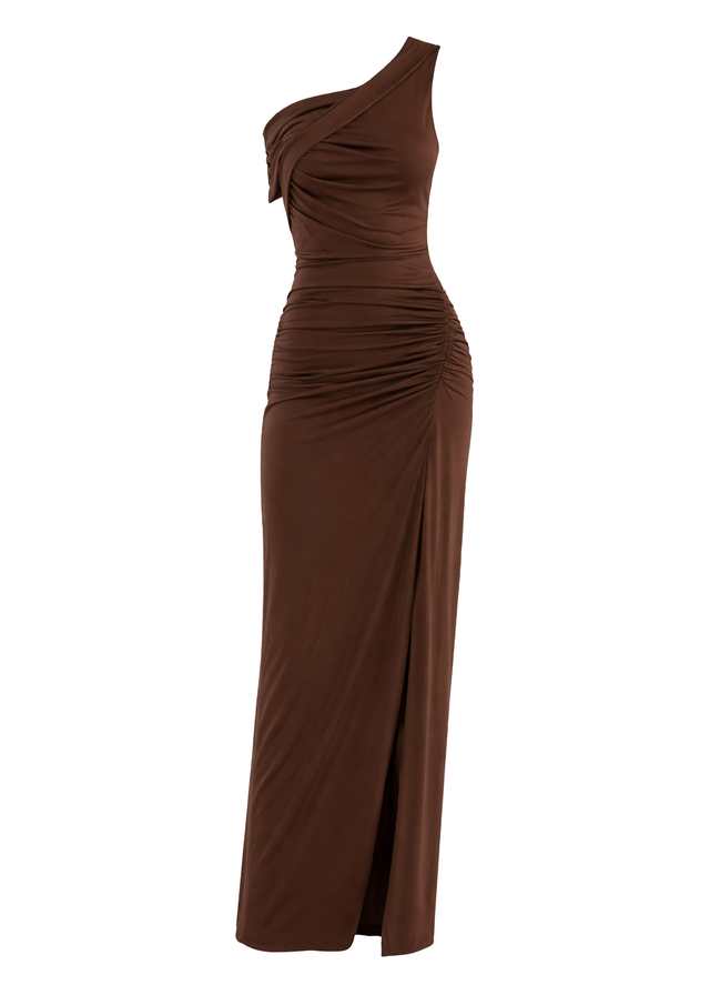 Romano Drop Shoulder Maxi Dress - Choc