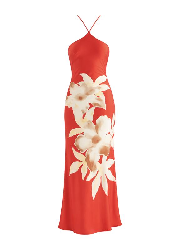 Neisha Halter Maxi Dress - Red Floral