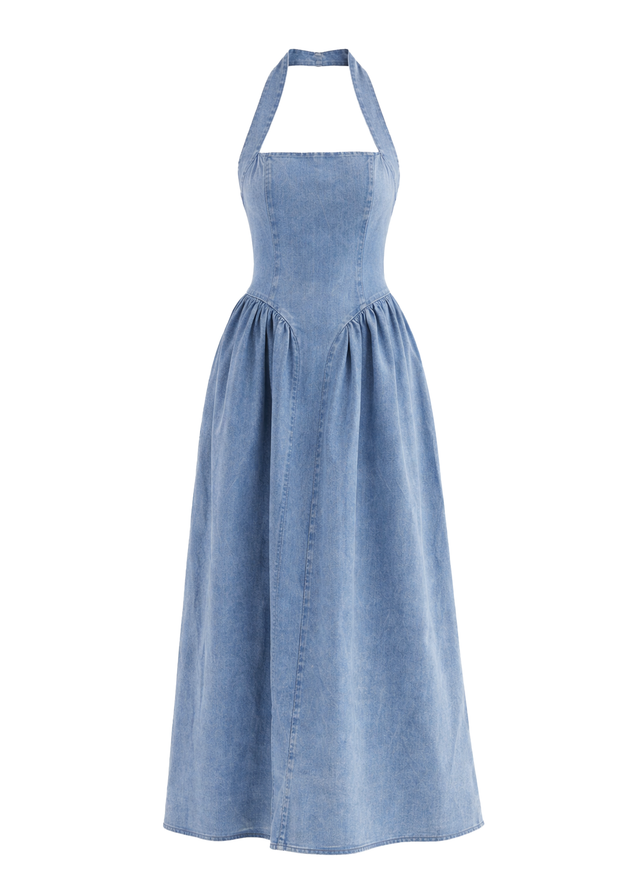 Harleen Halter Midi Dress - Blue Wash