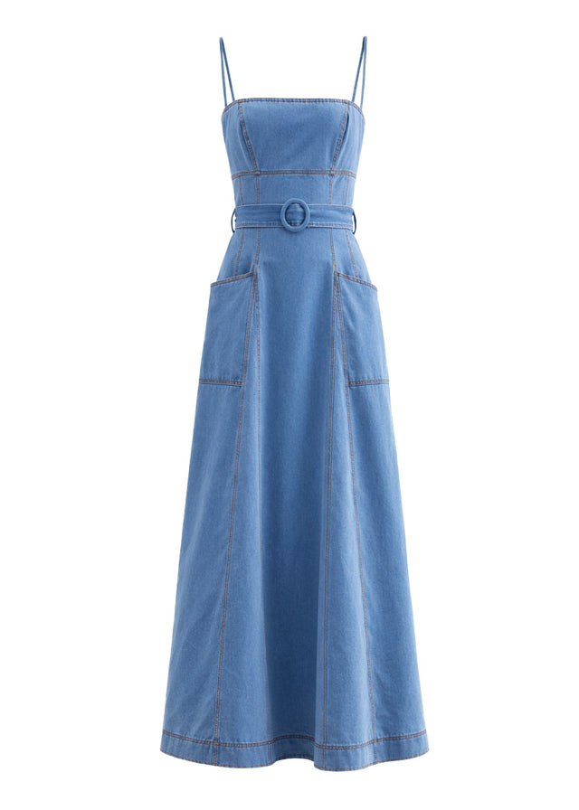 Sabar Denim Maxi Dress - Mid Blue