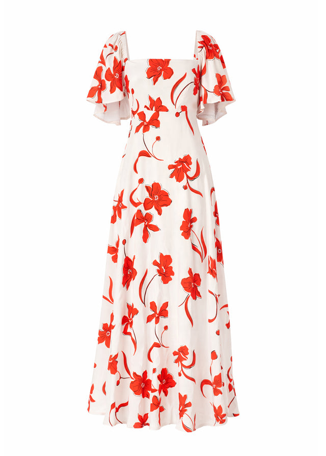 Ailea Maxi Dress - Red Flowers
