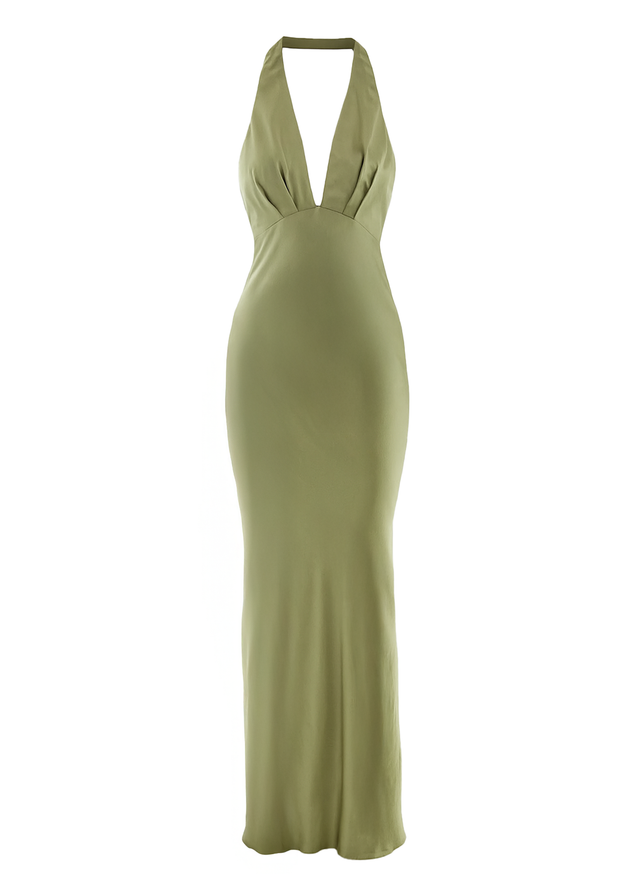 Leala Halter Maxi Dress - Olive