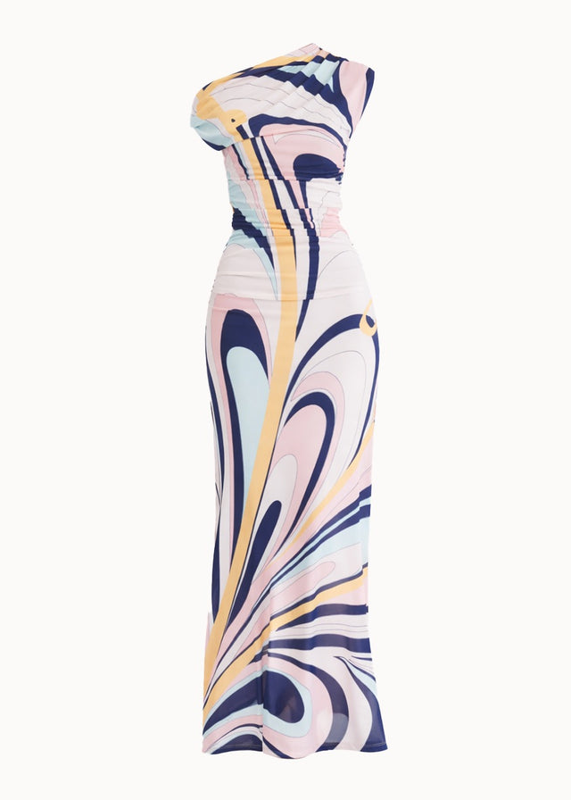 Eltoro Mesh Midi Dress - Pink Swirl Print