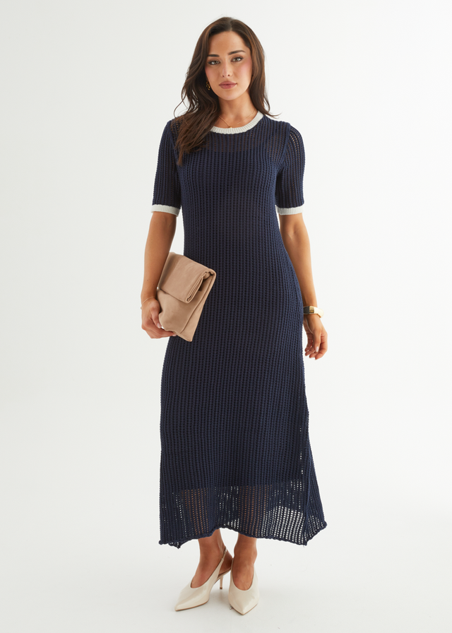 Blue Knit Dresses Gingham & Heels Blue Knit Dresses Gingham & Heels