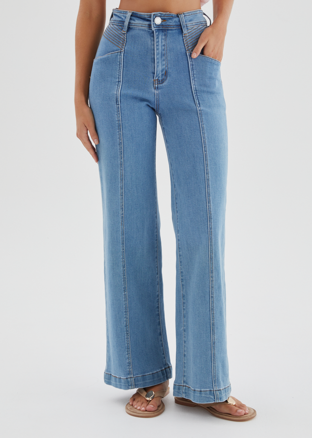 Jess Stretch Wide Leg Jeans - Light Blue