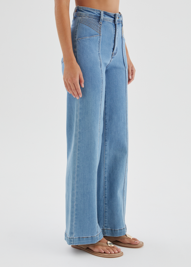 Jess Stretch Wide Leg Jeans - Light Blue