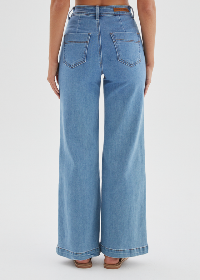 Jess Stretch Wide Leg Jeans - Light Blue