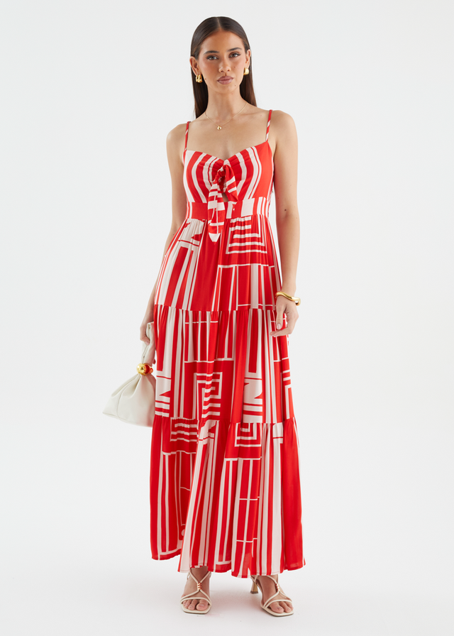 Kealey Maxi Dress - Red Abstract