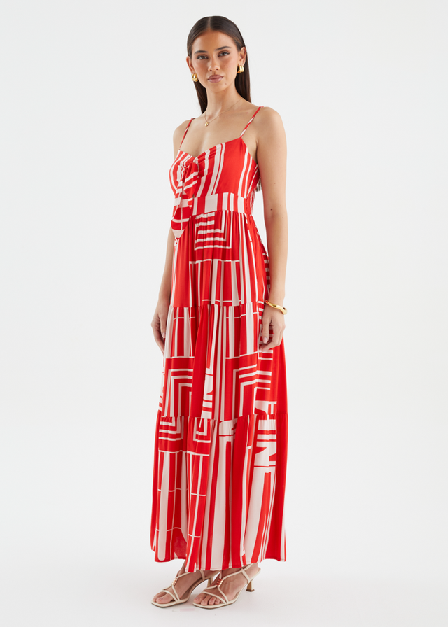 Kealey Maxi Dress - Red Abstract