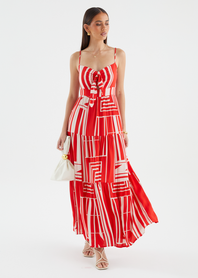 Kealey Maxi Dress - Red Abstract