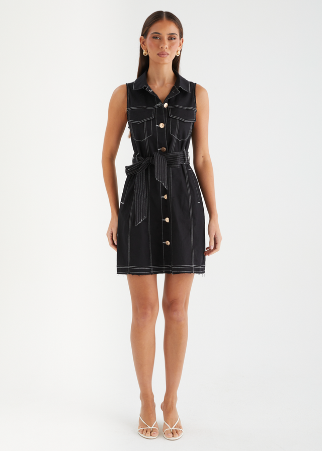 Aizelle Denim Dress - Black