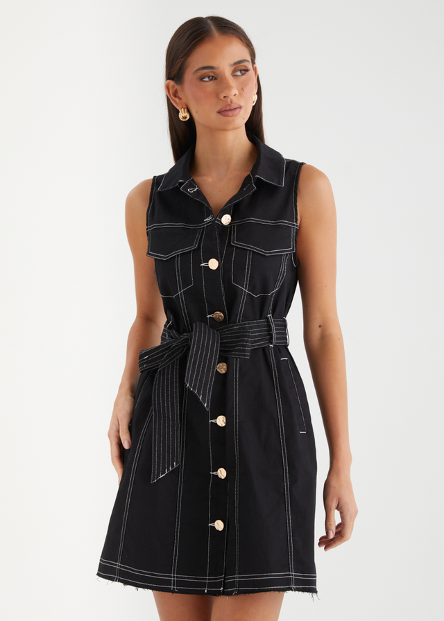 Aizelle Denim Dress - Black