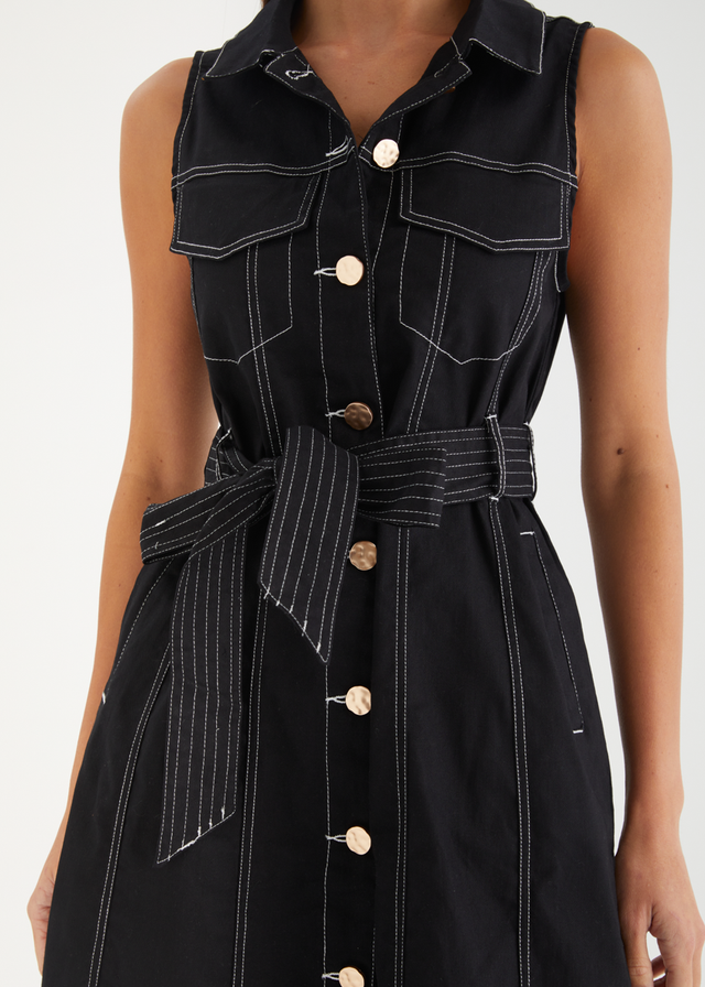 Aizelle Denim Dress - Black