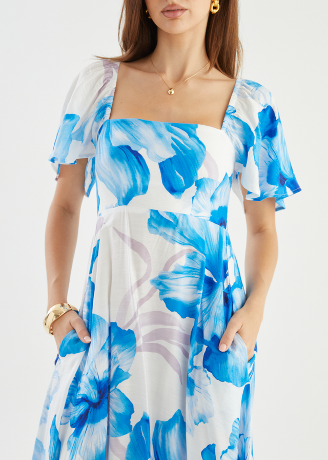 Ailea Maxi Dress - Blue Flowers