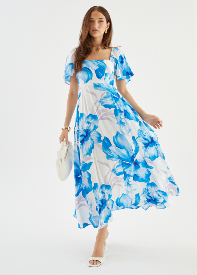 Ailea Maxi Dress - Blue Flowers