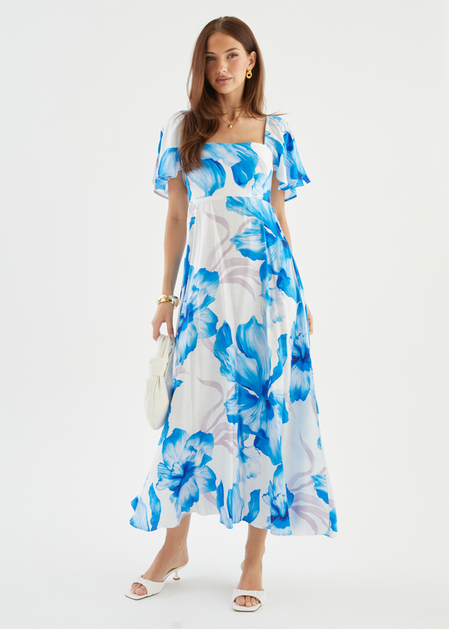 Ailea Maxi Dress - Blue Flowers