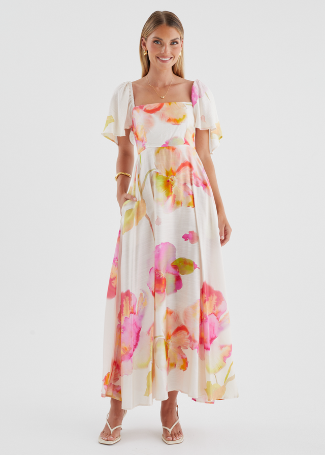 Ailea Maxi Dress - Pink Floral