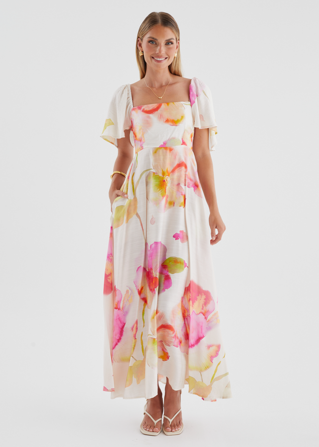 Ailea Maxi Dress - Pink Floral