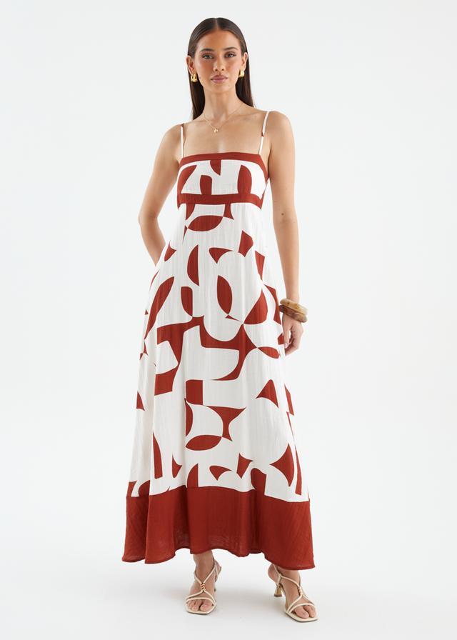 Givara Maxi Dress - Brown Abstract