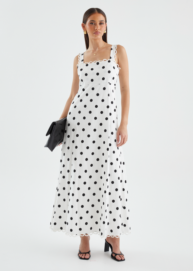 Grayce Maxi Dress - White Polka