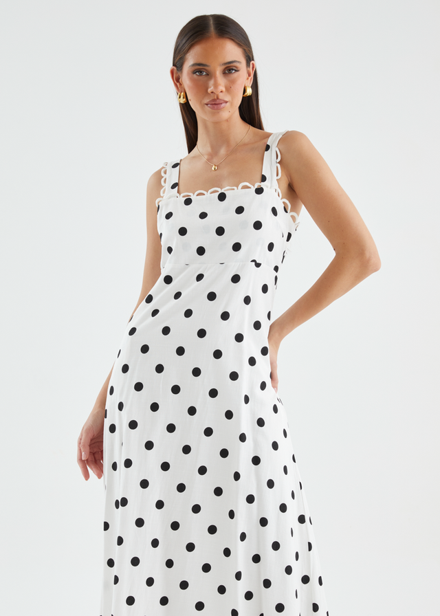 Grayce Maxi Dress - White Polka