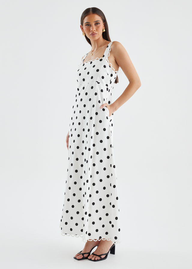Grayce Maxi Dress - White Polka