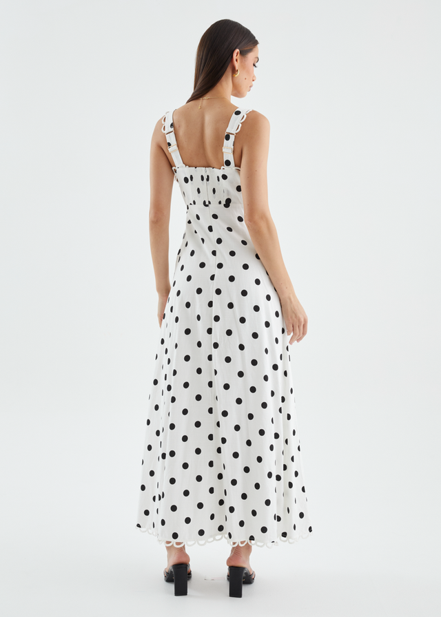 Grayce Maxi Dress - White Polka