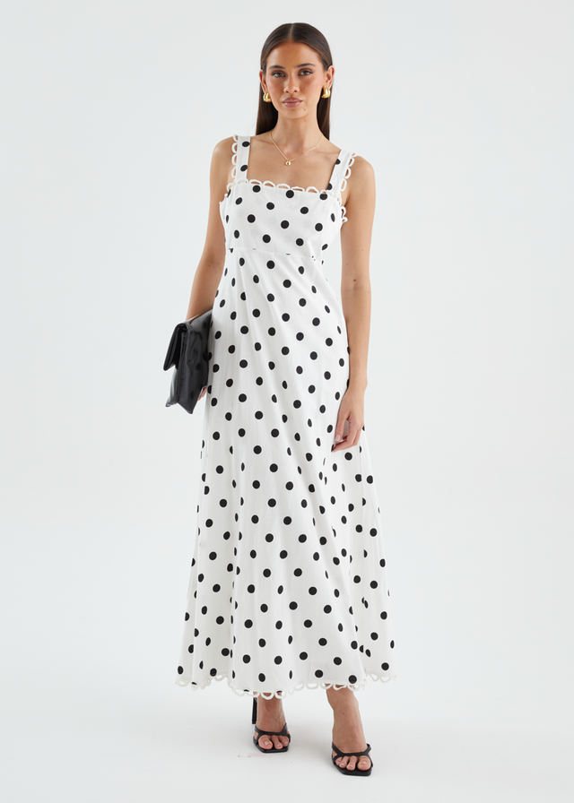 Grayce Maxi Dress - White Polka