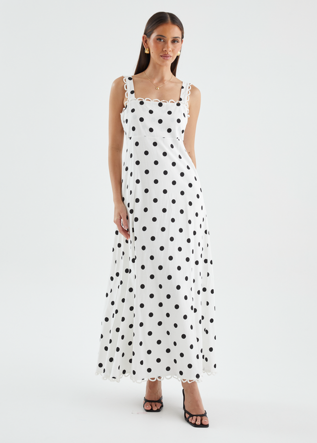 Grayce Maxi Dress - White Polka