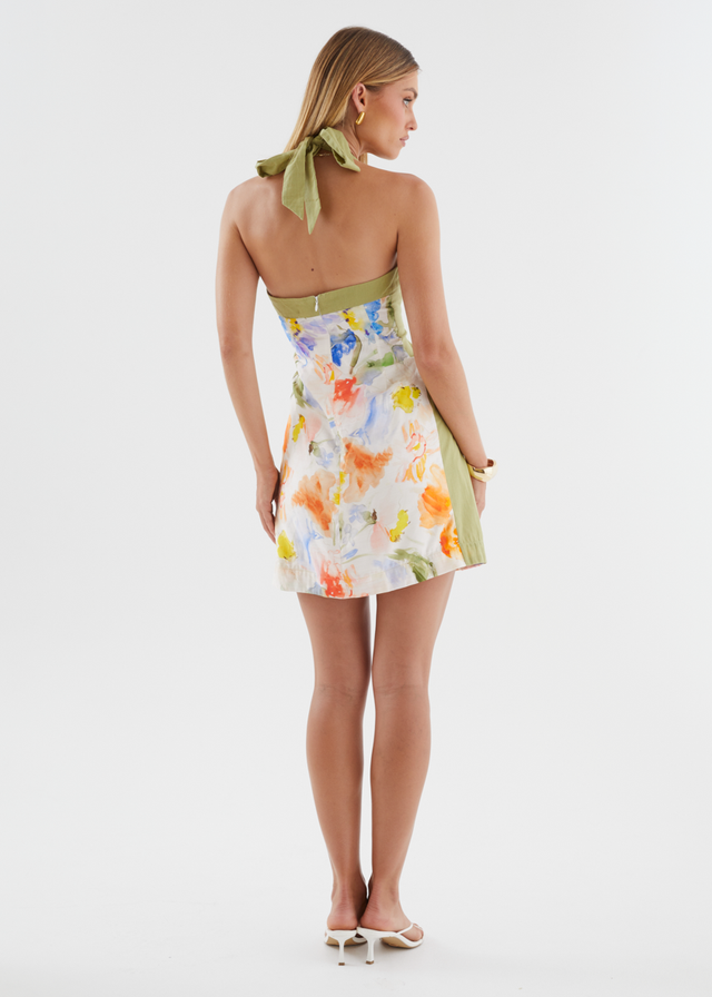 Triona Halter Dress - Watercolour Haze