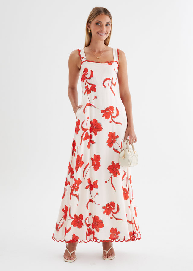 Alarica Maxi Dress - Red Flowers